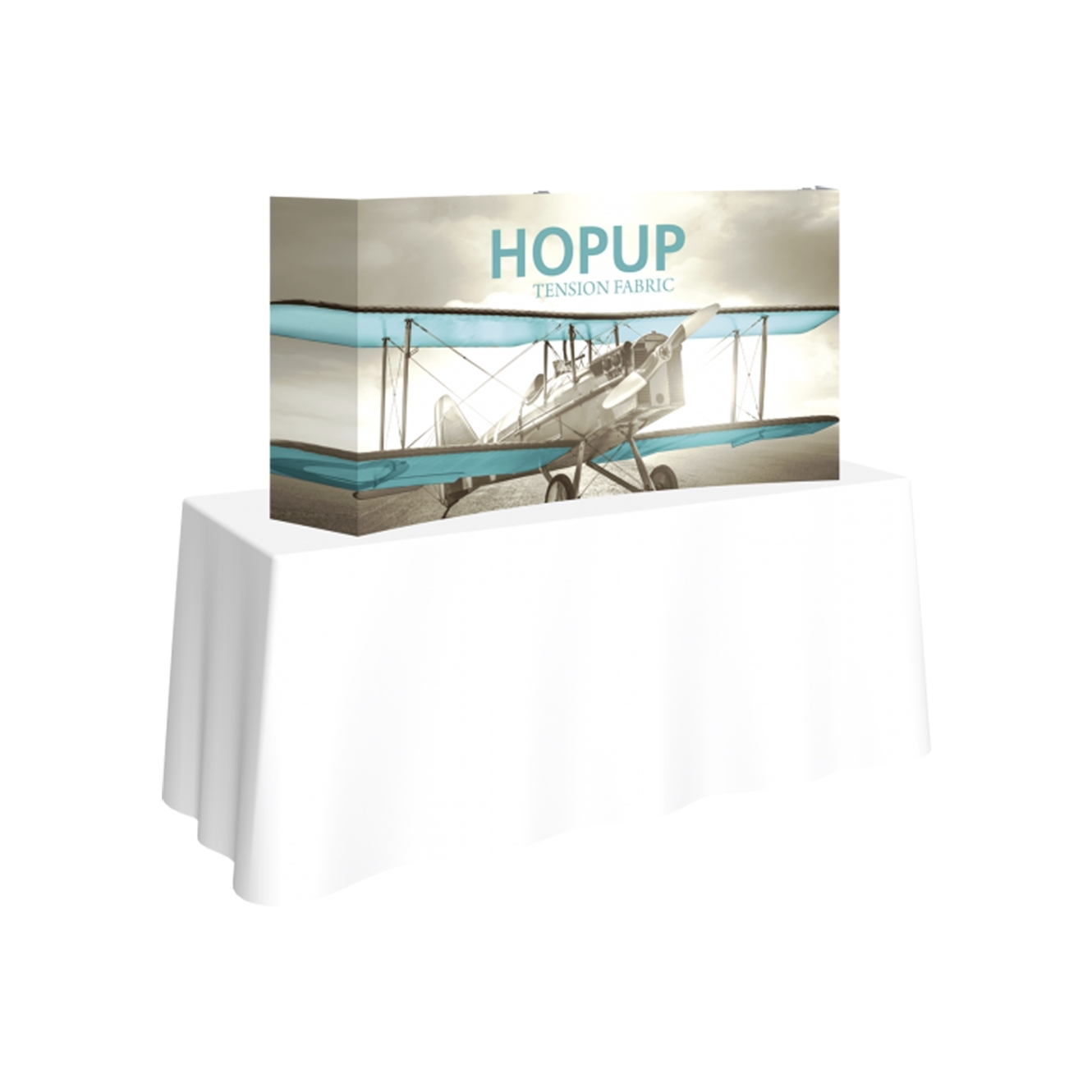 Pop-Fab 2x1 Tabletop Curved Tension Fabric Display